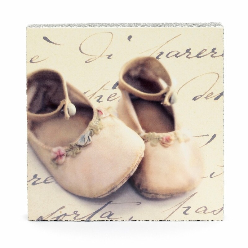 Cedar Mountain Little Gem Art Block - Pink Baby Shoes