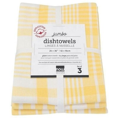 Now Designs Jumbo Dishtowel Set of 3 - Lemon