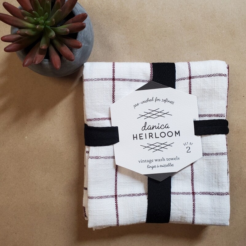 Danica Heirloom Vintage Wash Towels (Set of 2) | Wine