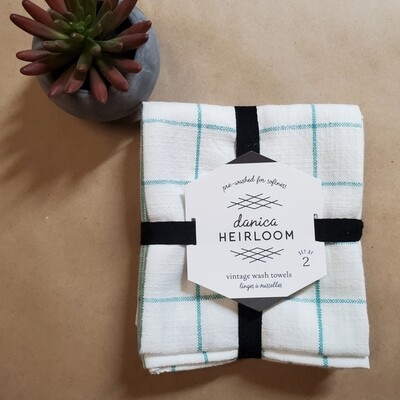 Danica Heirloom Vintage Wash Towels (Set of 2) | Lagoon