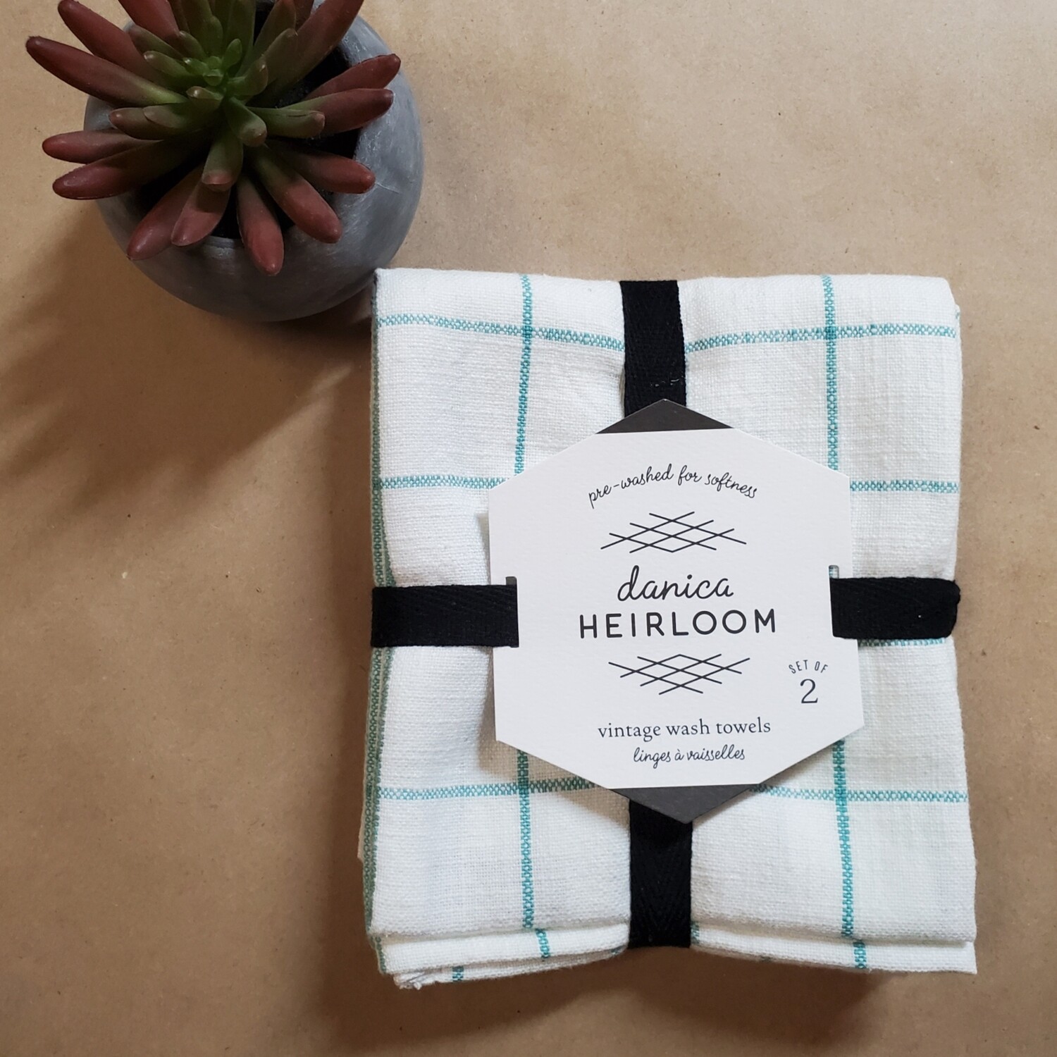 Danica Heirloom Vintage Wash Towels (Set of 2) | Lagoon