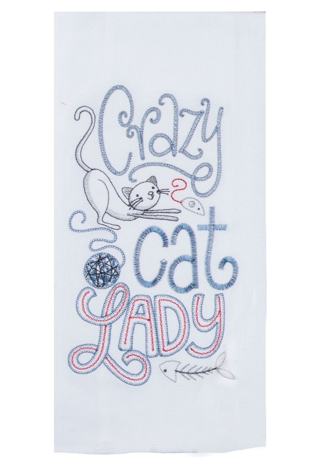 Kay Dee Designs Embroidered Flour Sack Towel | Crazy Cat Lady