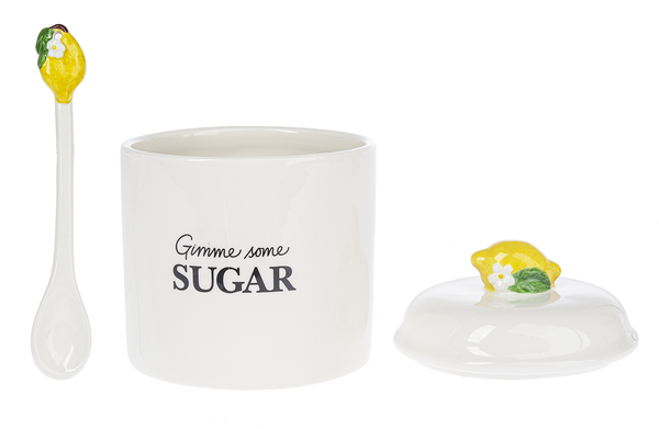 Sugar Jar with Lid and Spoon - Lemon
