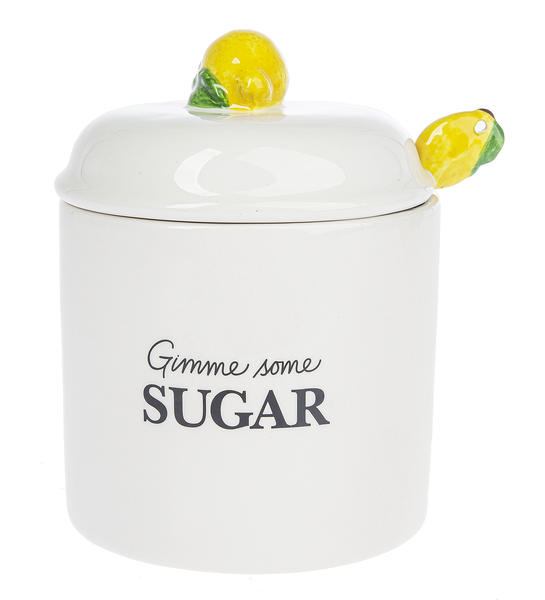 Sugar Jar with Lid and Spoon - Lemon