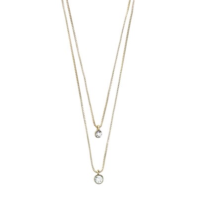 Pilgrim Gold Lucia Double Crystal Necklace