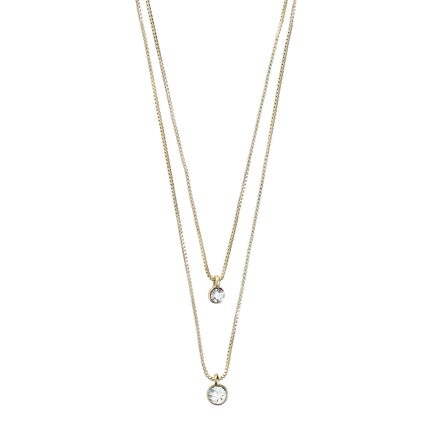 Pilgrim Gold Lucia Double Crystal Necklace
