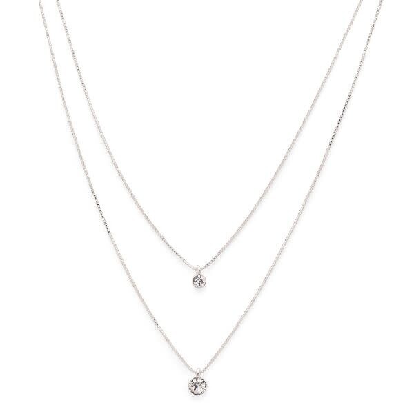 Pilgrim Silver Lucia Double Crystal Necklace