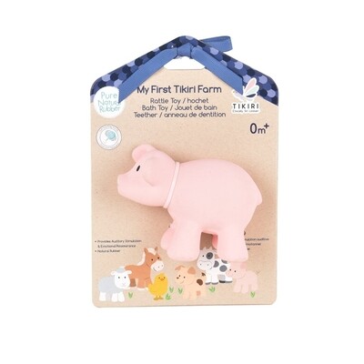 Tikiri Toys | Pig - Natural Rubber Rattle