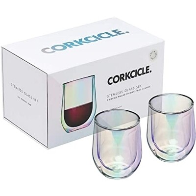 Corkcicle Stemless Double Wall Prism Glass Set