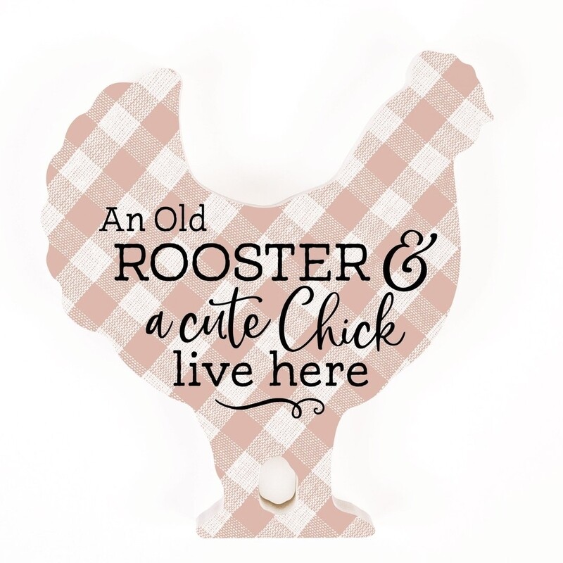 P.G. Dunn Small Shape Sign - Old Rooster &amp; A Cute Chick