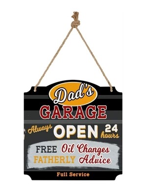 Hanging Metal Wall Sign - Dad's Garage