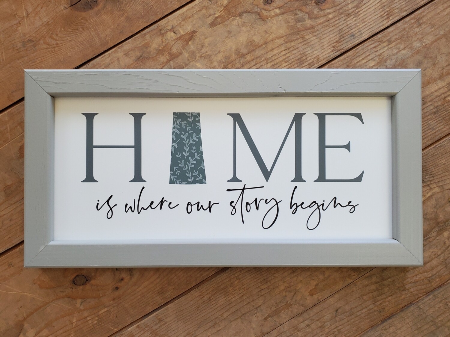 "HOME Is Where Our Story Begins" Saskatchewan Wood Framed Sign