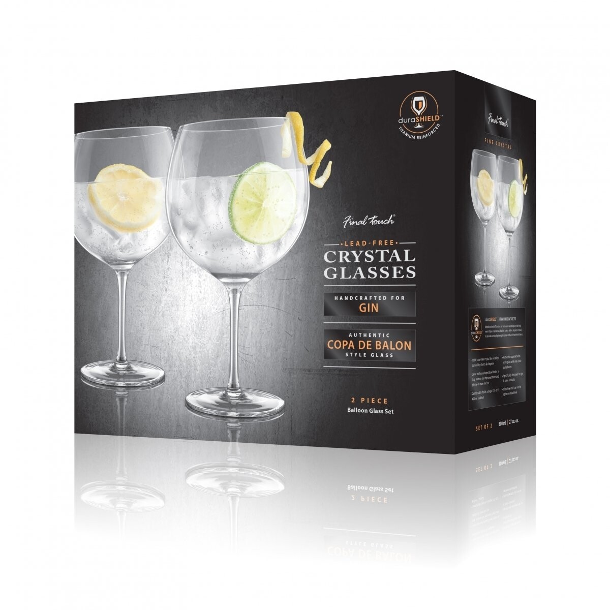 Final Touch | 13.5oz Gin Lead-Free Crystal Glasses (Set of 2)