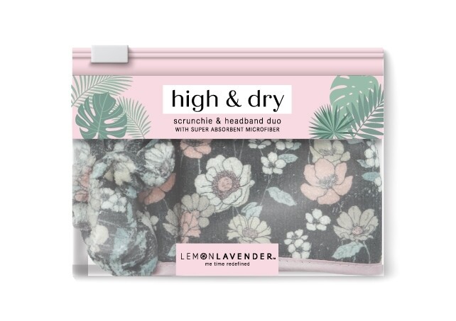 Lemon Lavender Microfiber Scrunchie/Headband Set