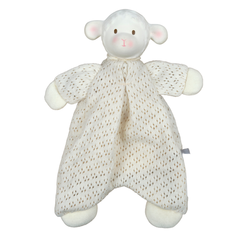 Tikiri Toys | Bahbah the Lamb Baby Lovey with Organic Natural Rubber Teether Head