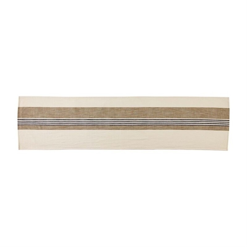 MudPie | Cream and Khaki Stripe Table Runner