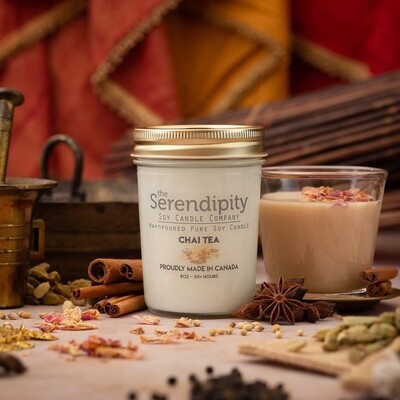 Serendipity 8 oz Soy Candle Jar | Chai Tea