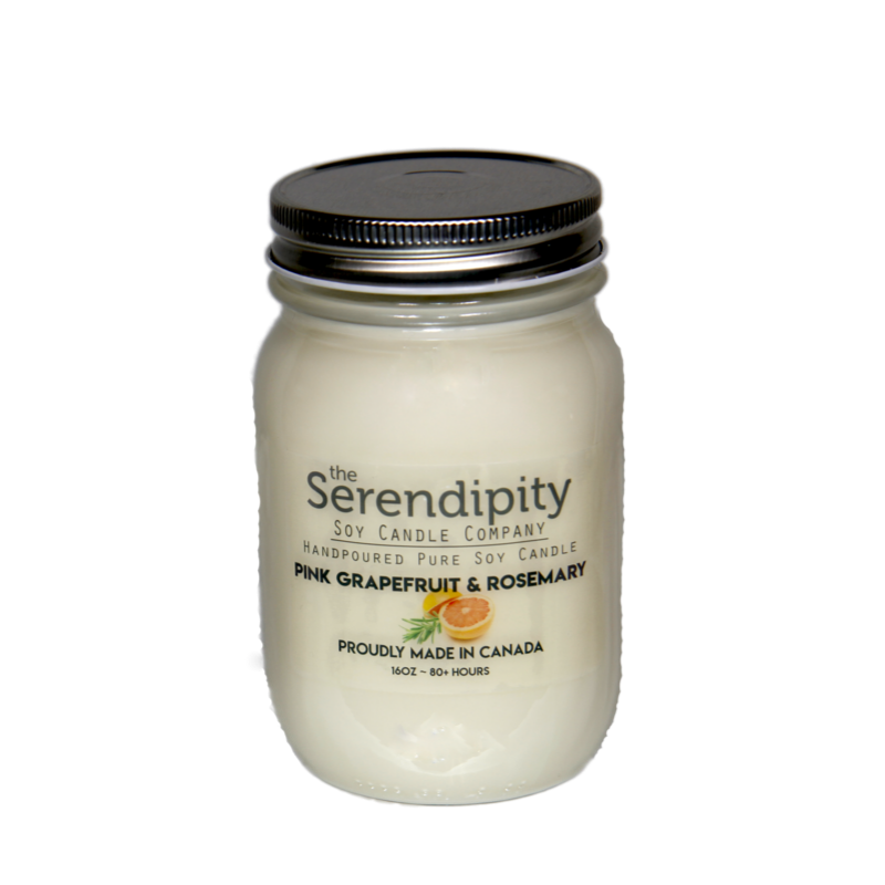 Serendipity 16 oz Soy Candle Jar | Pink Grapefruit &amp; Rosemary