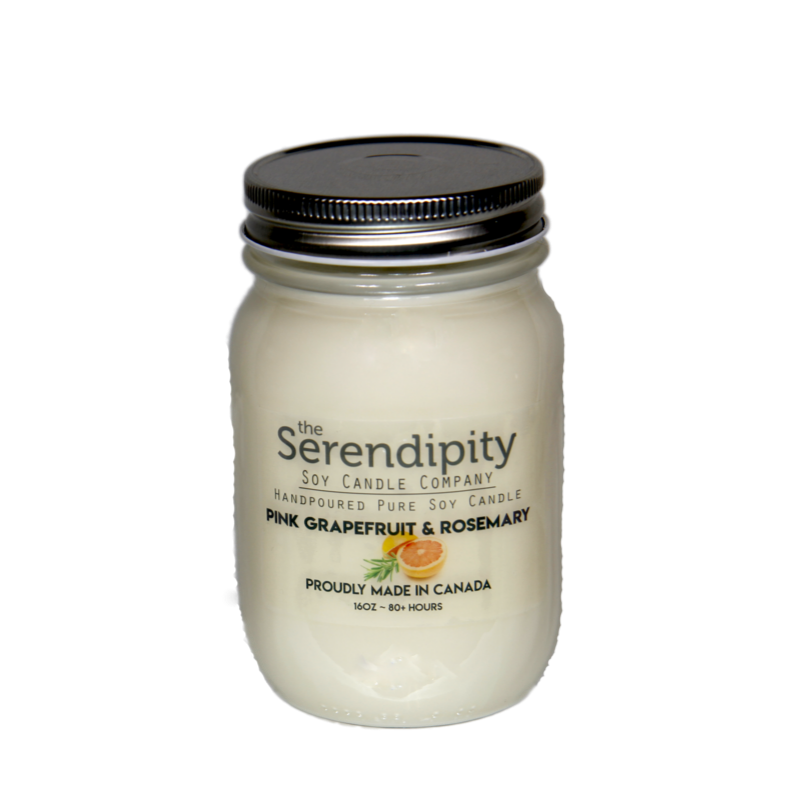 Serendipity 16 oz Soy Candle Jar | Pink Grapefruit & Rosemary
