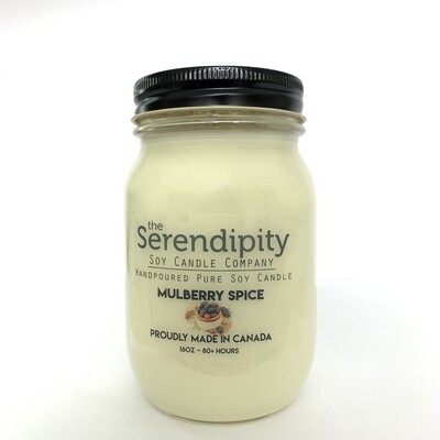 Serendipity 16 oz Soy Candle Jar | Mulberry Spice