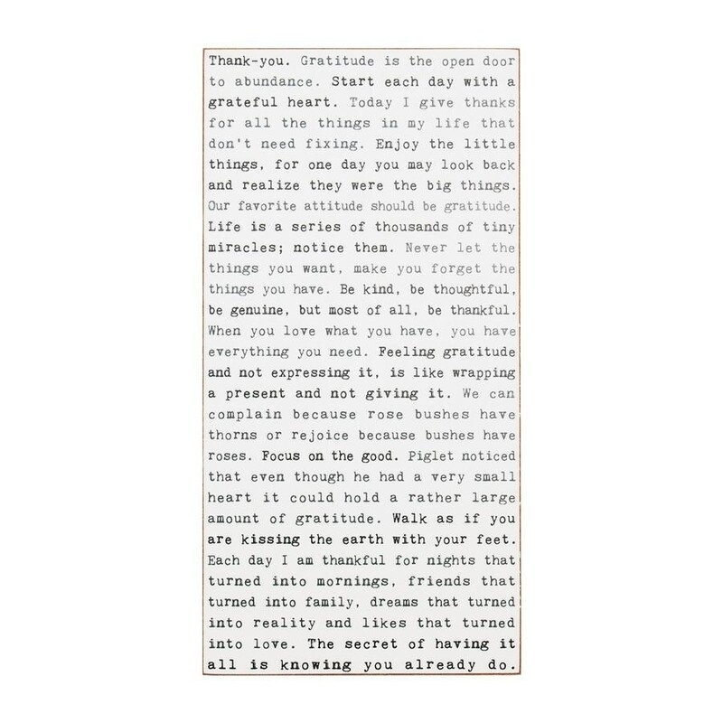 Cedar Mountain Typewriter Wall Art - Gratitude