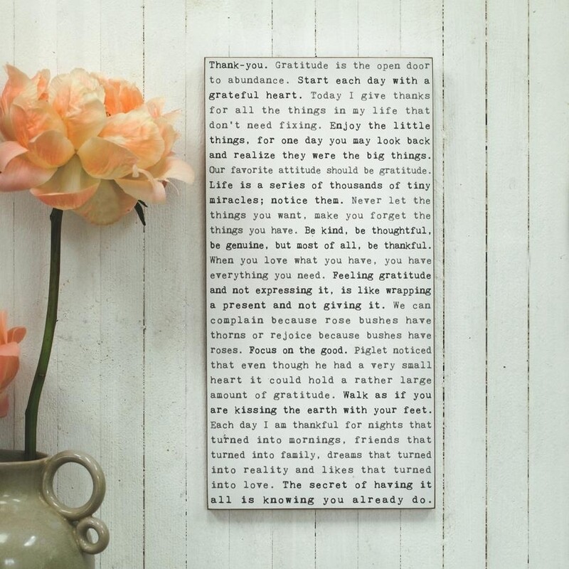Cedar Mountain Typewriter Wall Art - Gratitude
