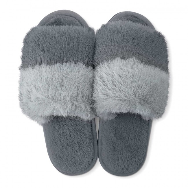 Hello Mello Cotton Candy Puff Slippers | Grey