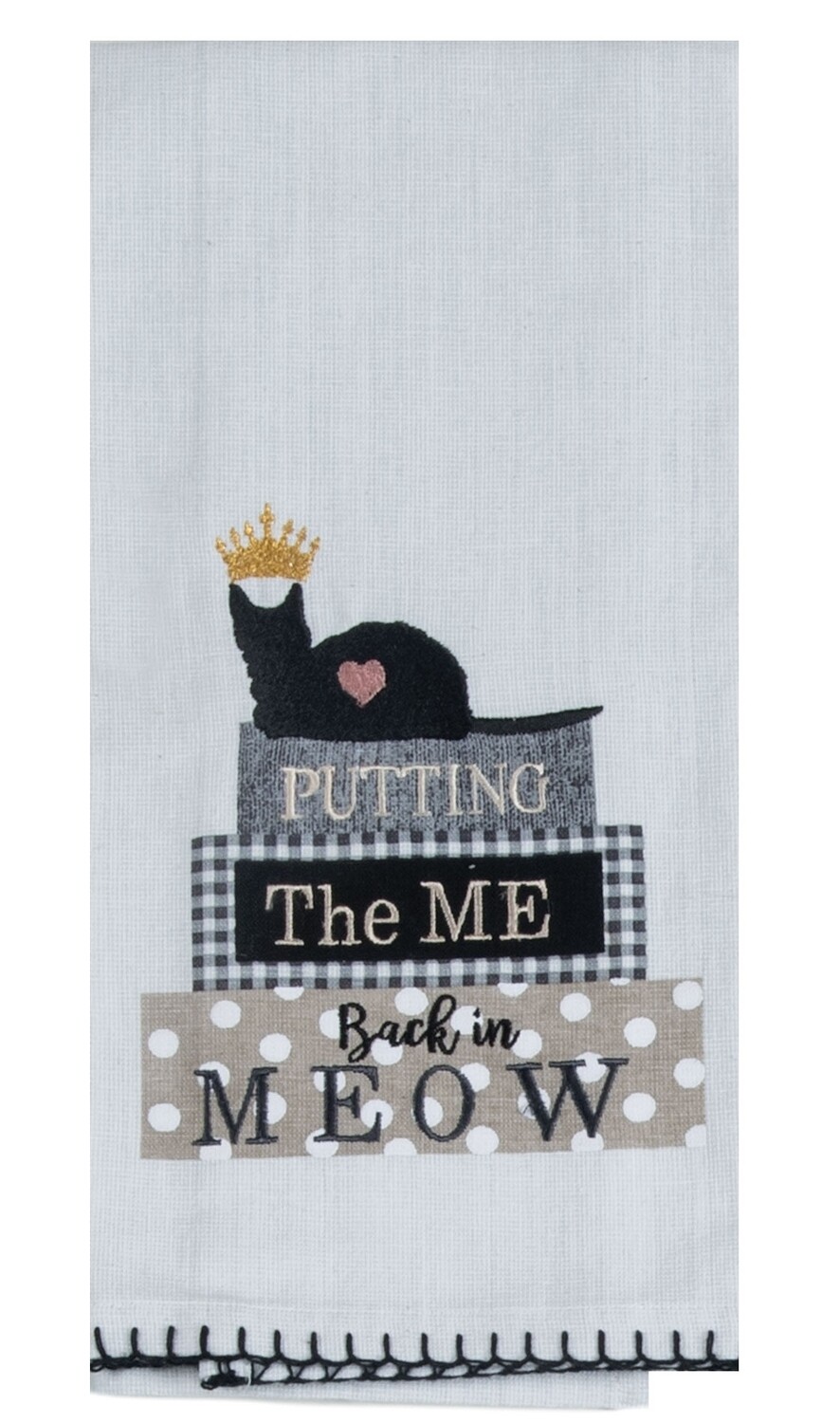 Kay Dee Designs Embroidered Tea Towel | Cat - Putting The Me Back In Meow