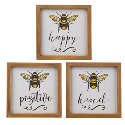 Bee 'Happy, Kind & Positive' Wall Decor