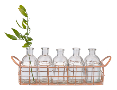 Terracotta Finish Wire Caddy with 5 Bottles