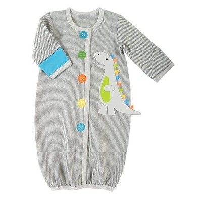 Stephan Baby | Gown - Grey with Dinosaur (0-6 month)