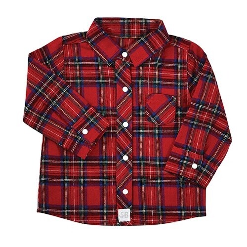 Stephan Baby | Flannel Shirt - Red Plaid (6-12 months)