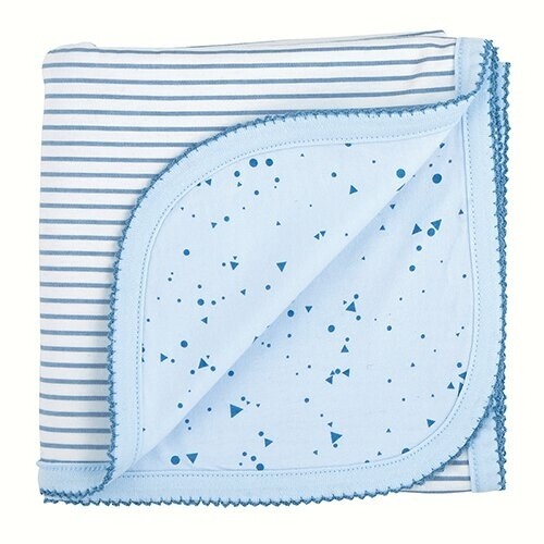 Stephan Baby | Reversible Blanket - Blue Geo Stripe