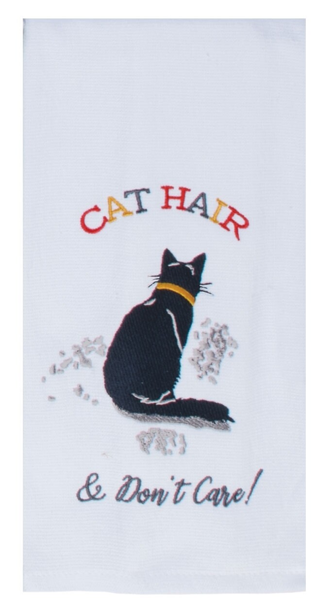 Kay Dee Designs Embroidered Terry Towel | Cat - Cat Hair Don't Care