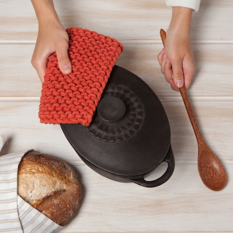 Danica Heirloom Knit Potholder | Clay