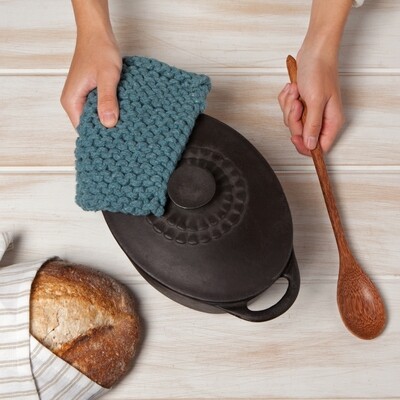 Danica Heirloom Knit Potholder | Lagoon