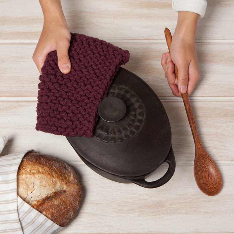 Danica Heirloom Knit Potholder | Wine