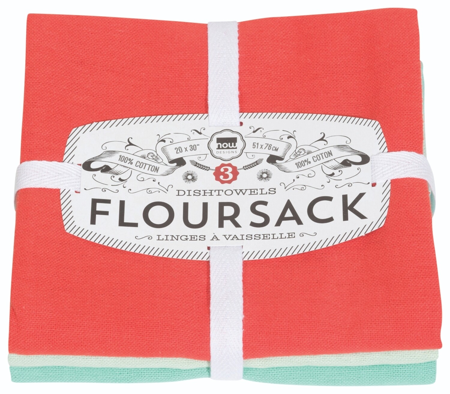 Now Designs Floursack Dishtowels (Set of 3) - Fiesta/Jade/Lucite