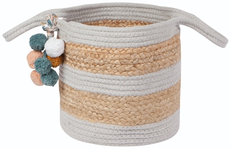 Danica Heirloom Small Jute/Cotton Basket | Dove Gray