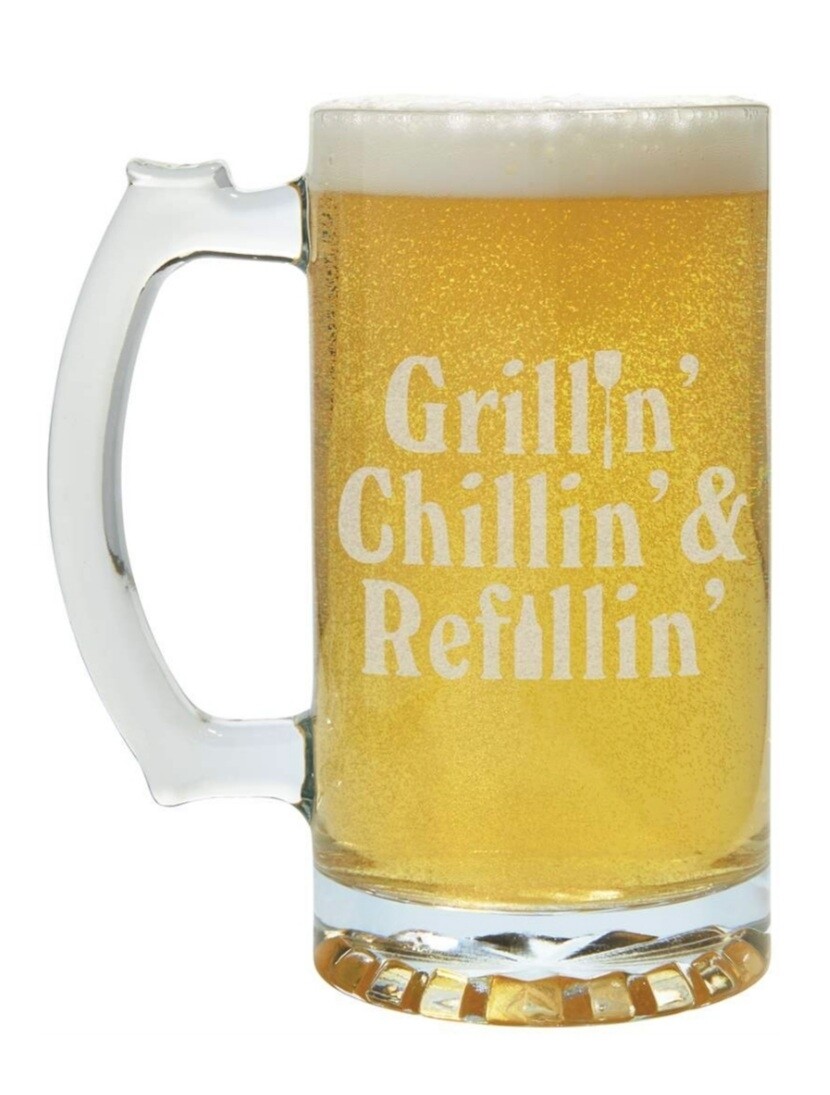Carson Beer Mug - Grillin' Chillin' & Refillin'