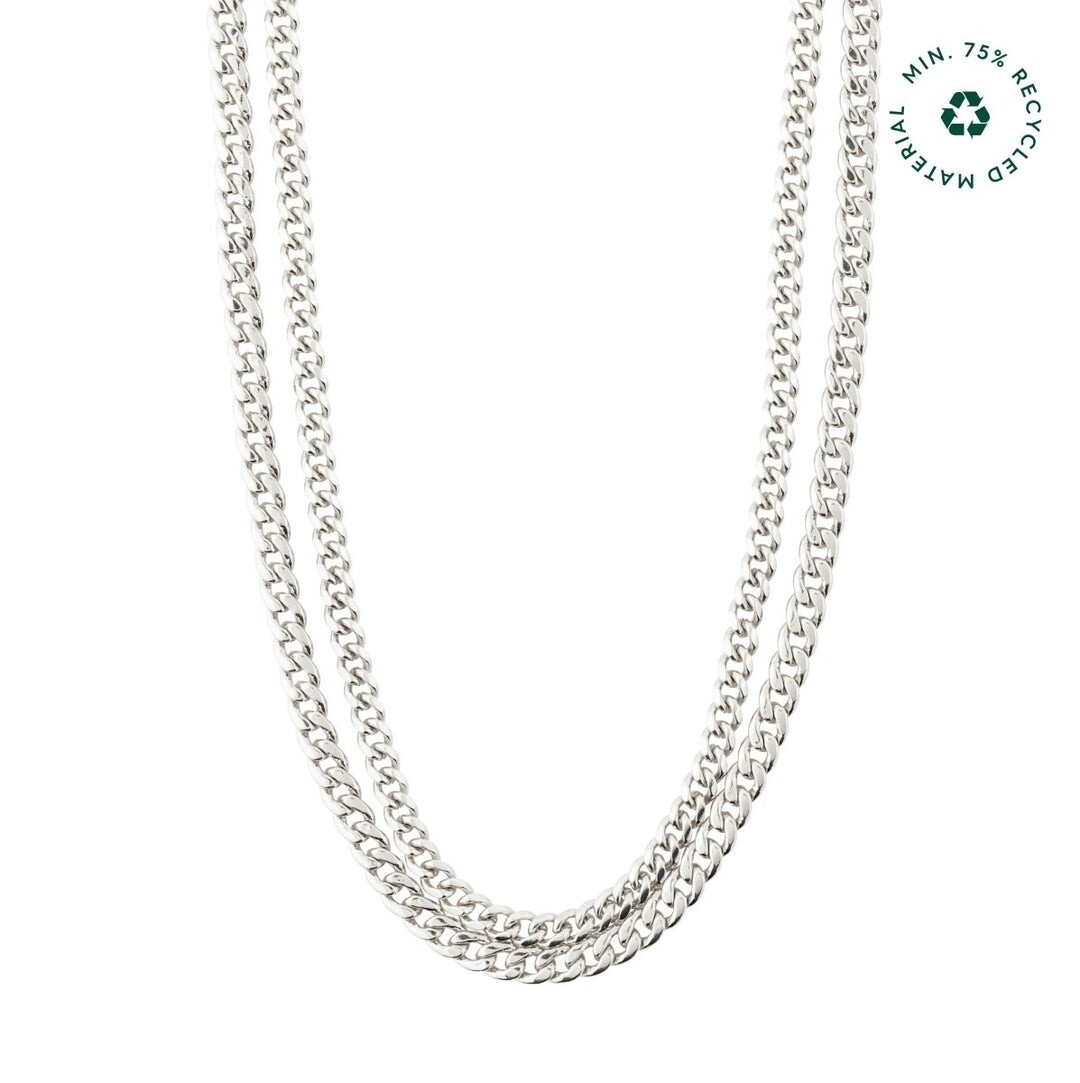 Pilgrim Silver Blossom Recycled 2-in-1 Curb Chain Necklace