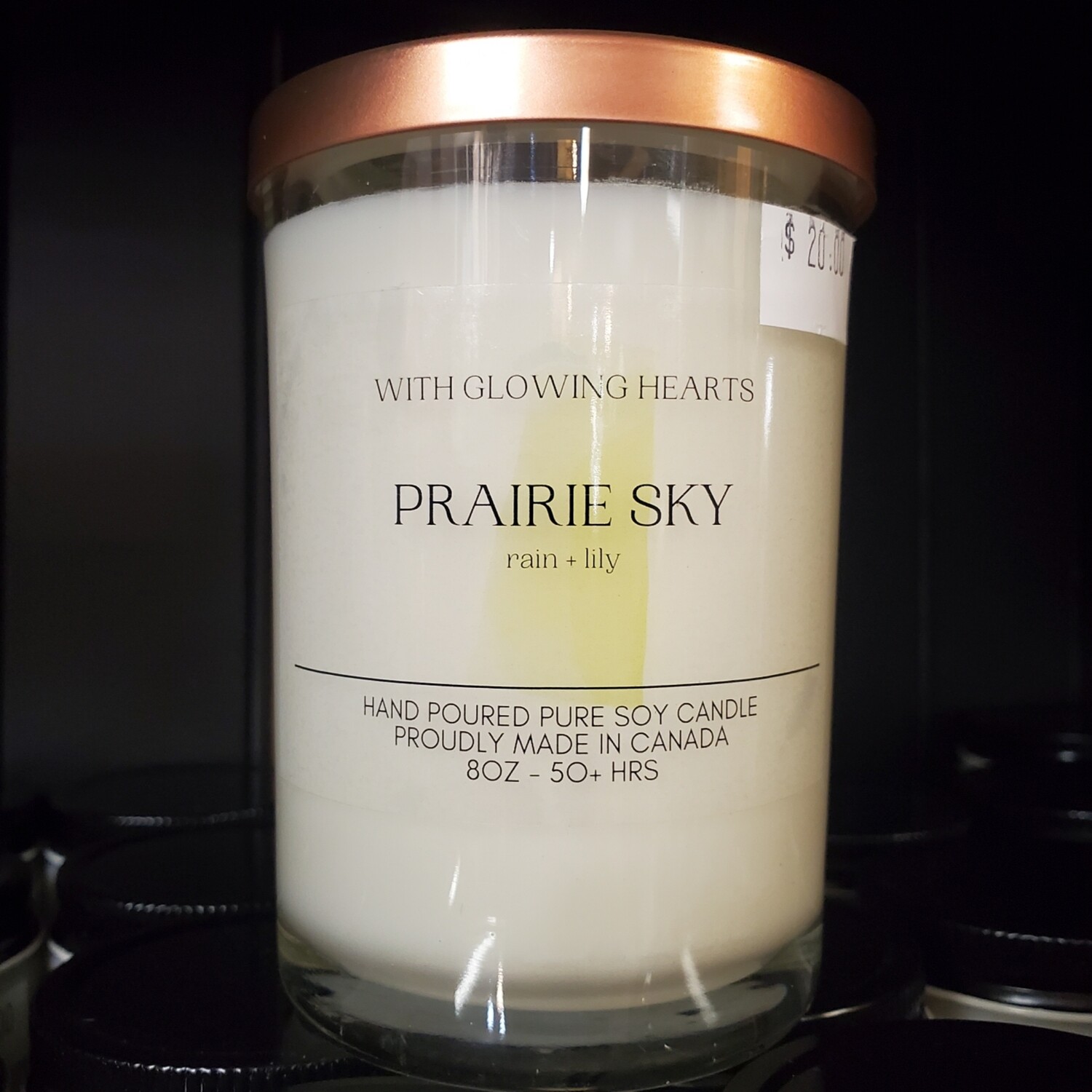 Serendipity 8 oz Soy Candle Jar | With Glowing Hearts - Prairie Sky (Saskatchewan)