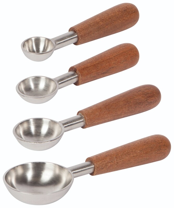 Danica Wood &amp; Silver Measuring Spoon Set (Set of 4)