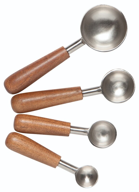 Danica Wood &amp; Silver Measuring Spoon Set (Set of 4)