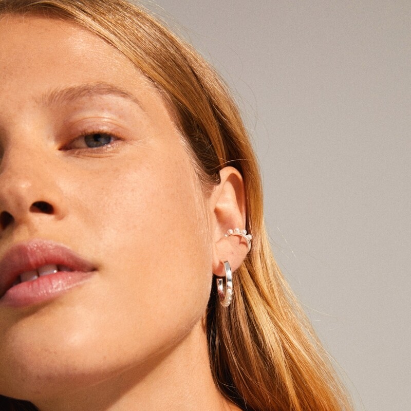 Pilgrim Silver Energetic Hoop Earrings and Cuff