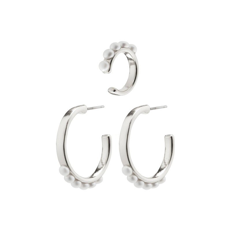 Pilgrim Silver Energetic Hoop Earrings and Cuff