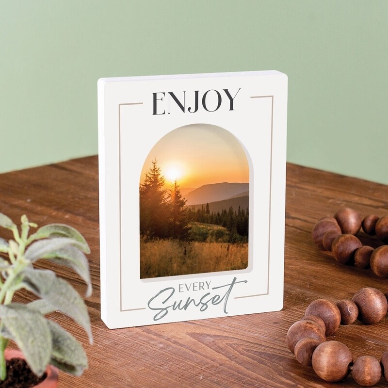 P.G. Dunn Ornate Carved Arch Sign - Enjoy Every Sunset