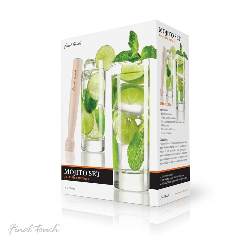 Final Touch | Mojito Glass &amp; Muddler Set (Set of 2)