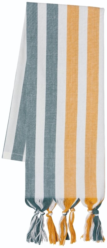 Danica Heirloom Caban Stripe Dishtowel - Lagoon/Ochre