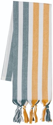 Danica Heirloom Caban Stripe Dishtowel - Lagoon/Ochre